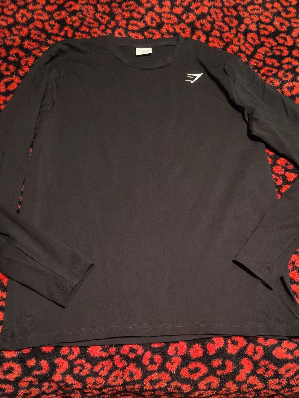 Gymshark Black Long Sleeve Crew with White Chest Logo - Picture 1 of 4